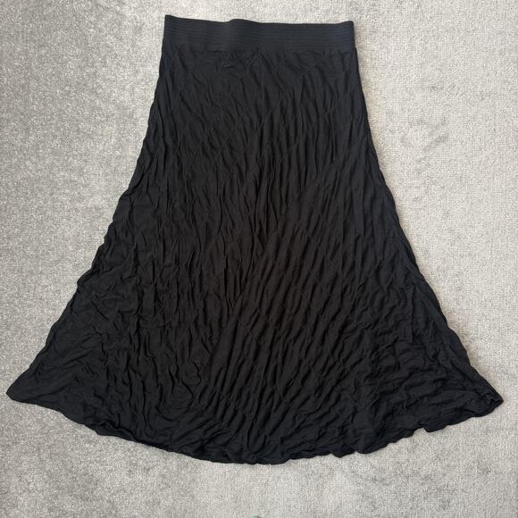 J Jill Skirt Womens Medium Black A Line Pull On Modal Cotton Crinkle Maxi - Picture 1 of 7